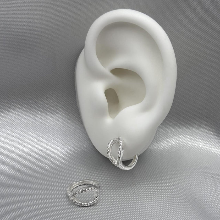 #H183 - Huggie Con Piedra Zirconia Plata - PU2.2