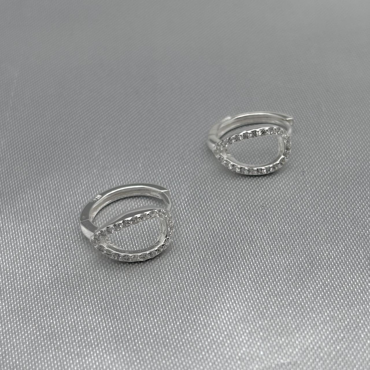#H183 - Huggie Con Piedra Zirconia Plata - PU2.2