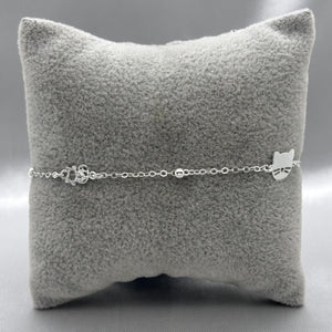 #T117 - Pulsera/Tobillera Gatito Con Zirconia Plata - A18/2.4