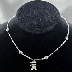#G255 - Gargantilla Niño Con Zirconia Plata - MI4.3