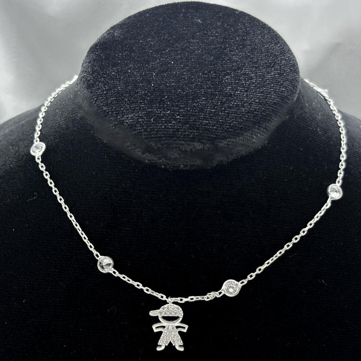 #G255 - Gargantilla Niño Con Zirconia Plata - MI4.3