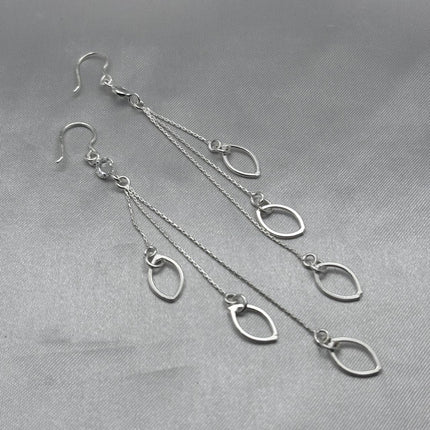 #AR224 - Arete Colgantes Hoja Oval Con Zirconia Plata - A13/5.1