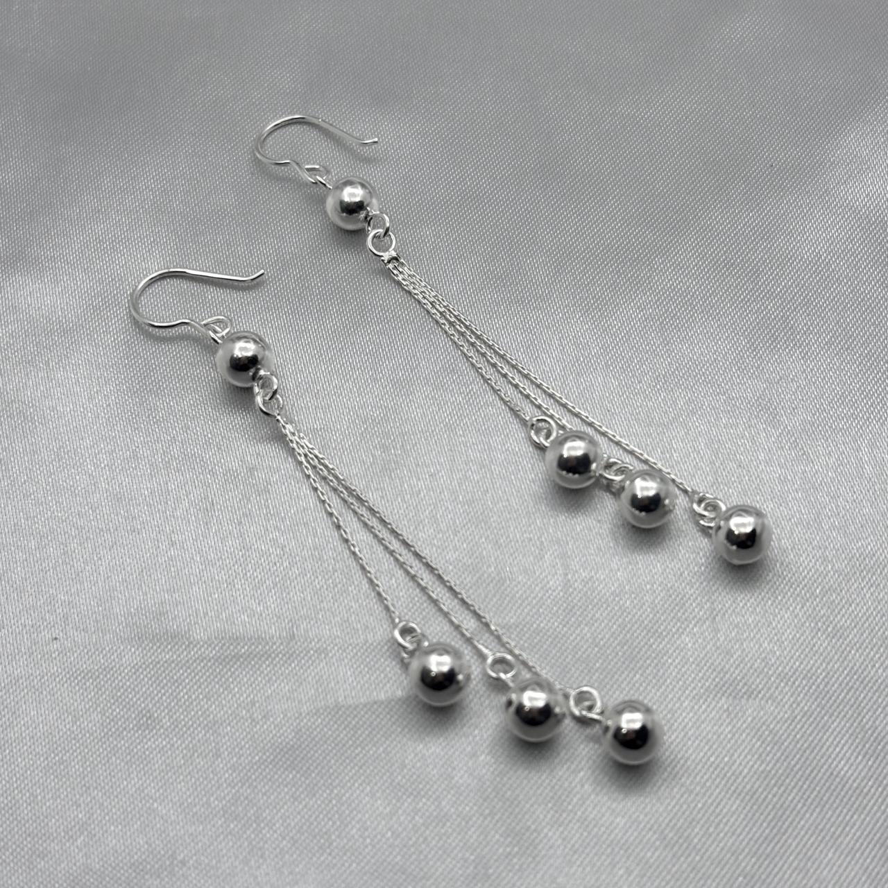 #AR116 - Arete Colgante Esferas Plata -F6.7