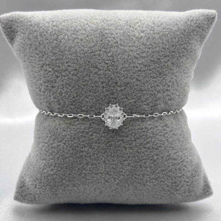 #PA232 - Pulsera Flor Con Zirconia Plata - A18/2.1