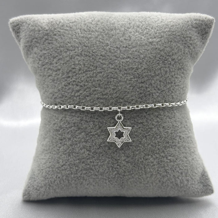 #PA220 - Pulsera Estrella De David Con Zirconia Plata - A18/2.5