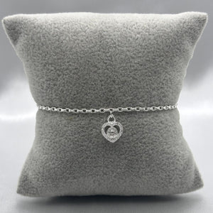 #PA192 - Pulsera Corazón Con Piedra Central Zirconia Plata - A18/2.6
