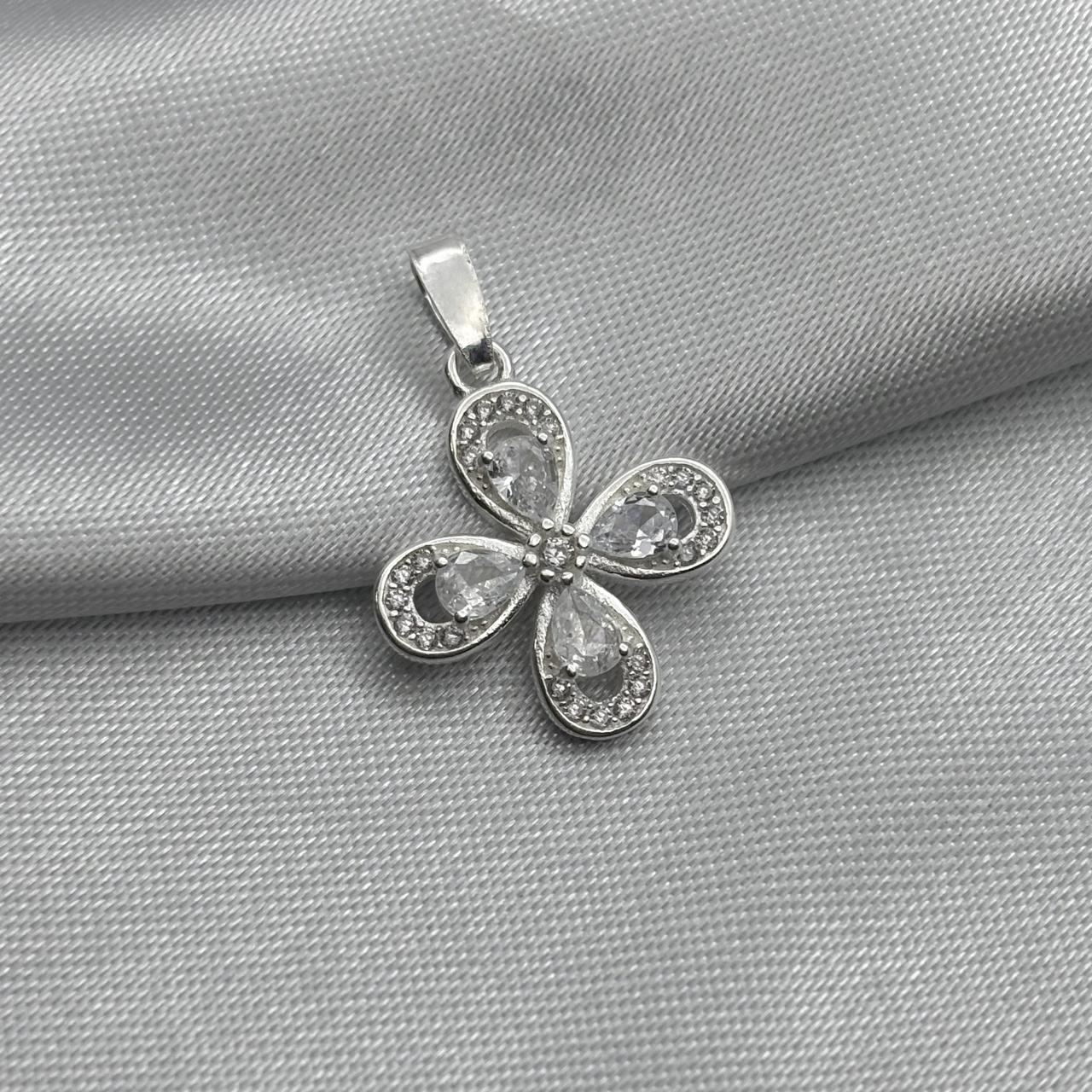 #D223 - Dije Flor Con Zirconia Plata - LL1.6