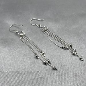 #AR227 -Arete Colgante Bolitas Plata -F4.4