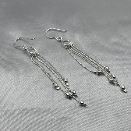 #AR227 -Arete Colgante Bolitas Plata - A13/4.4