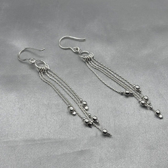 #AR227 -Arete Colgante Bolitas Plata - A13/4.4