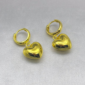 #HOL138 - Huggie Corazón Inflado Oro Laminado 18K - LA050/