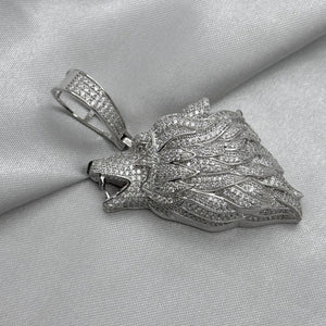 #D202 - Dije Lobo Con Zirconia Baño De Rodio Plata - MI23.3