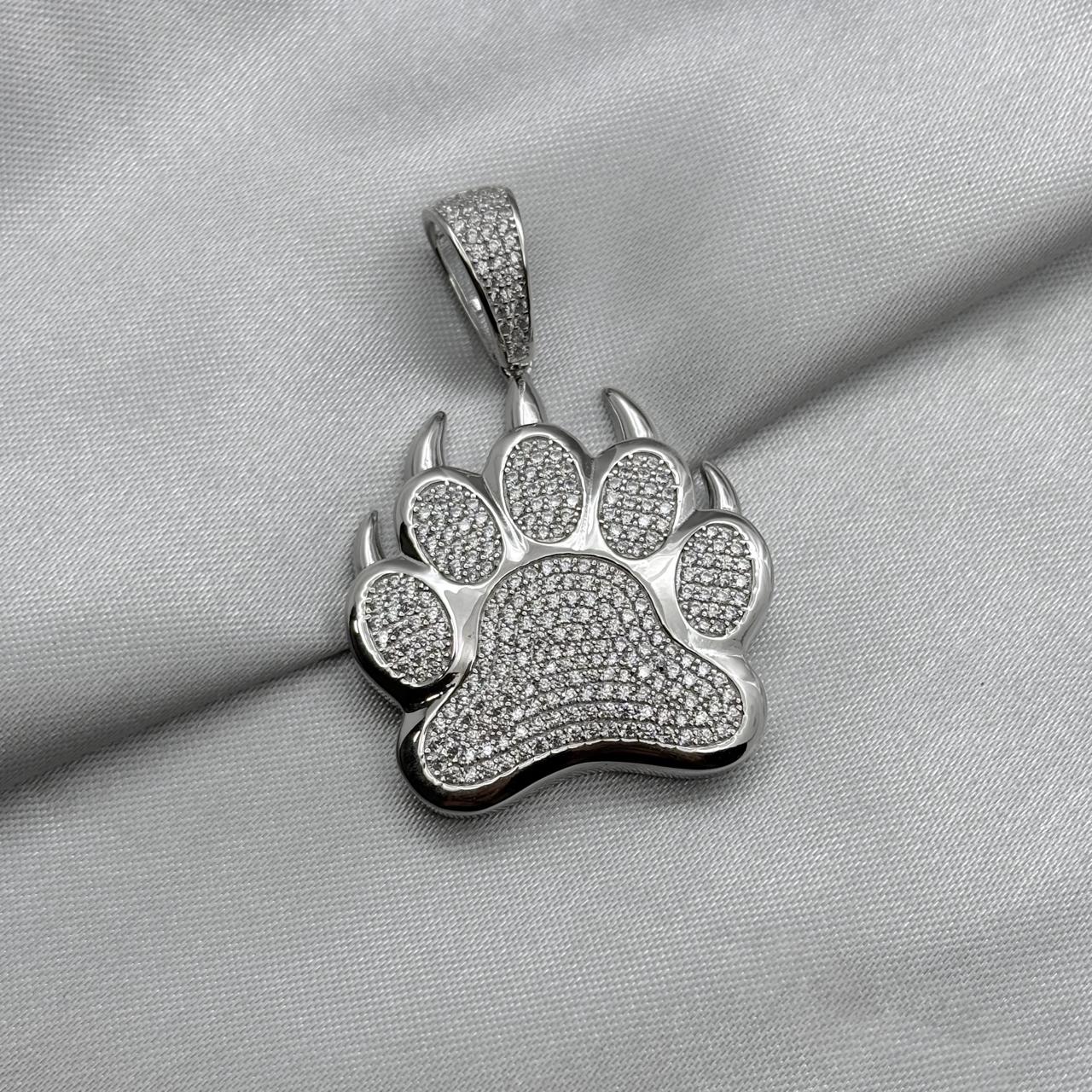#D249 - Dije Huella Con Zirconia Baño De Rodio Plata - B14/16.2