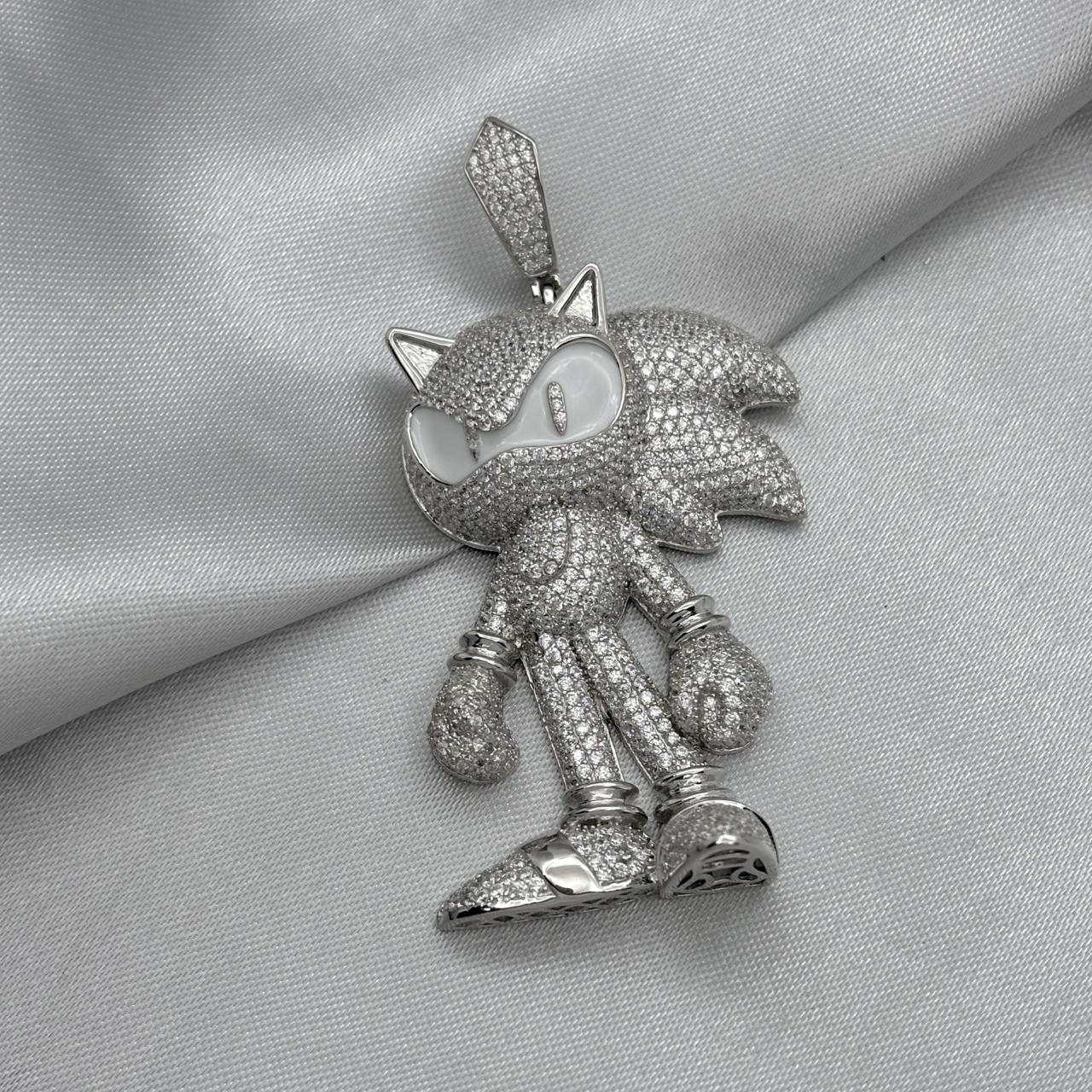 #D194 - Dije Sonic Con Zirconia Baño De Rodio Plata - MI26.8