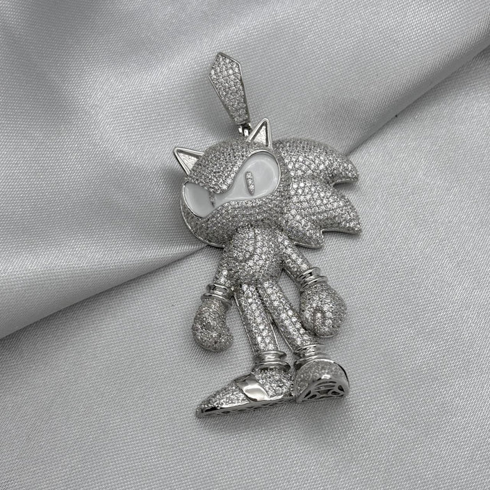 #D194 - Dije Sonic Con Zirconia Baño De Rodio Plata - MI26.8