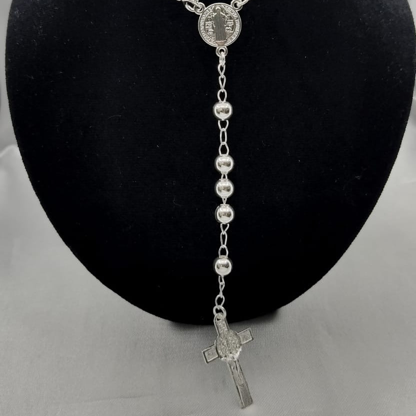 #MR112 - Rosario De San Benito Liso Plata - 5 mm - B05/19.9