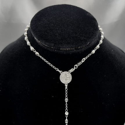 #MR131 - Rosario De San Benito Diamantada Plata - 3 mm - A09/7.7