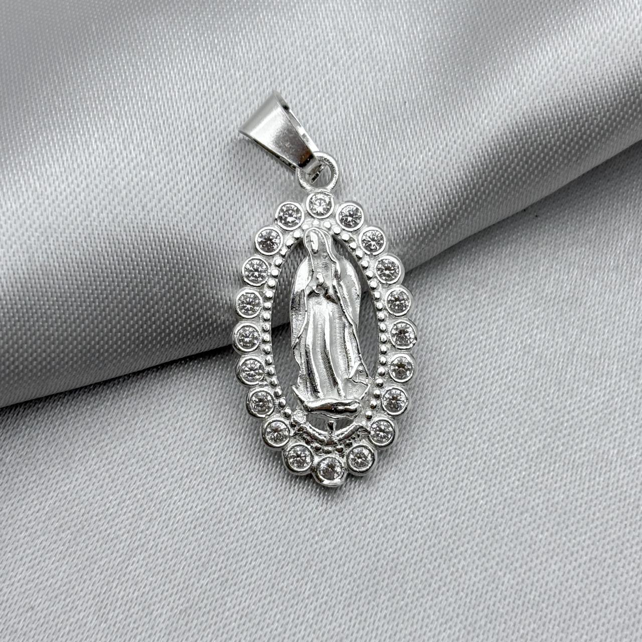 #D153 - Dije Virgen De Guadalupe Con Zirconia Plata - A09/4.2