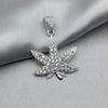 #D420 - Dije Hoja De Cannabis Con Zirconia Plata - A10/4.2