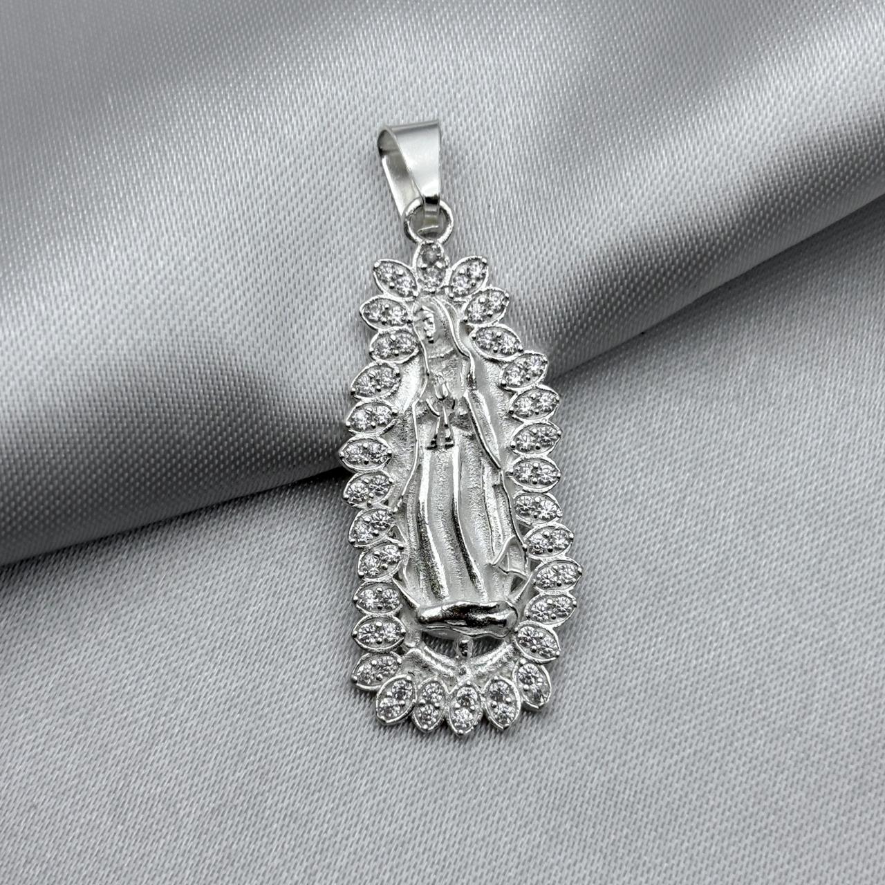 #D119 - Dije Virgen De Guadalupe Con Zirconia Plata - A09/6.2