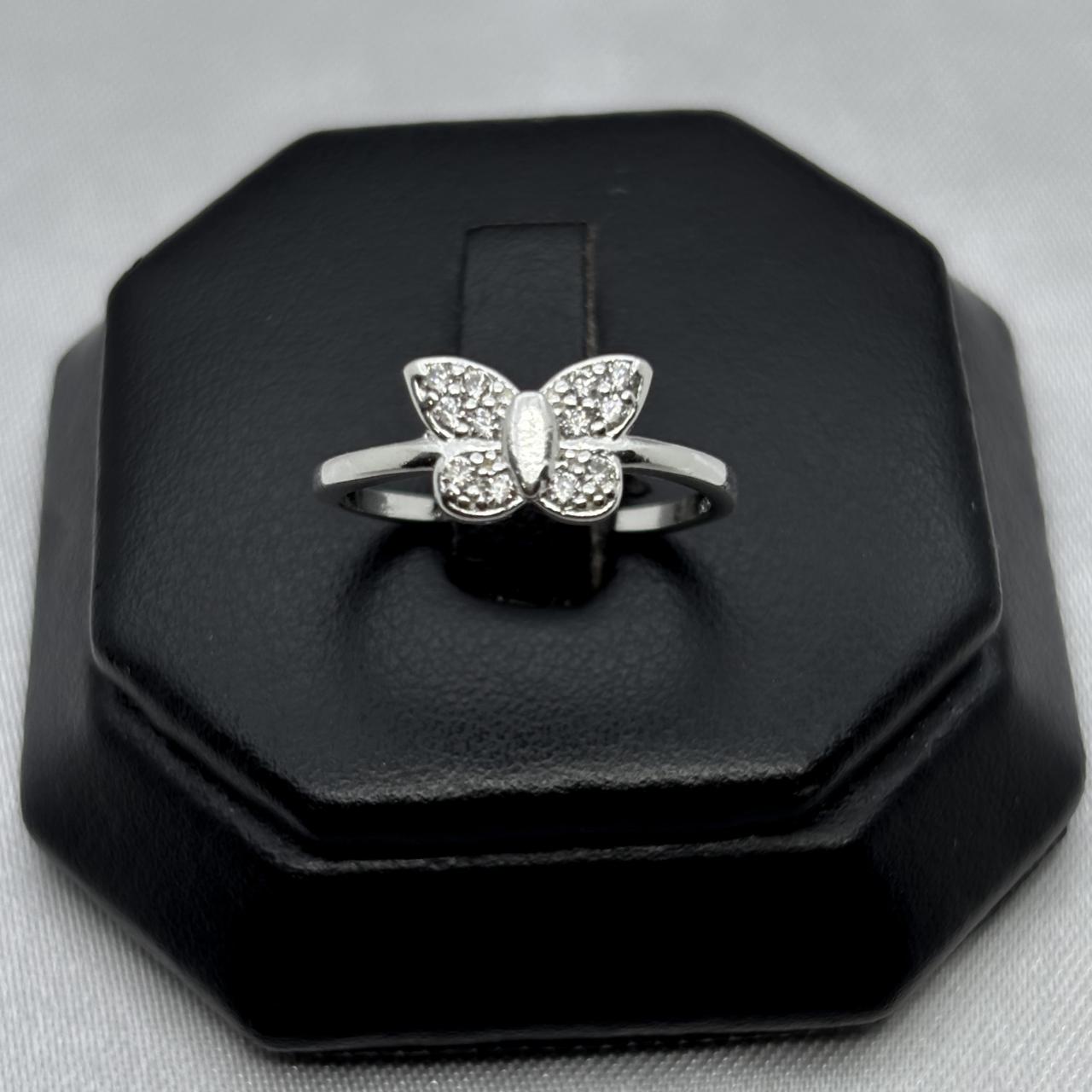 #AD119 - Anillo Mariposita Con Zirconia Plata - B09/1.8