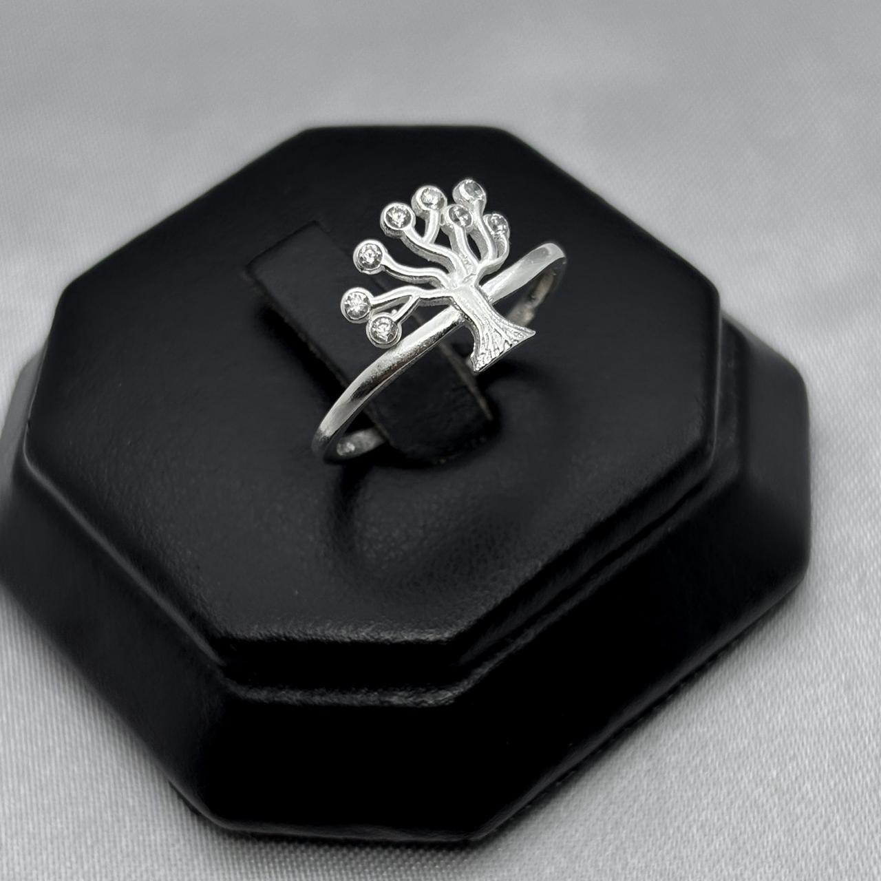 #AD219 - Anillo Árbol De La Vida Con Zirconia Plata - B09/1.6