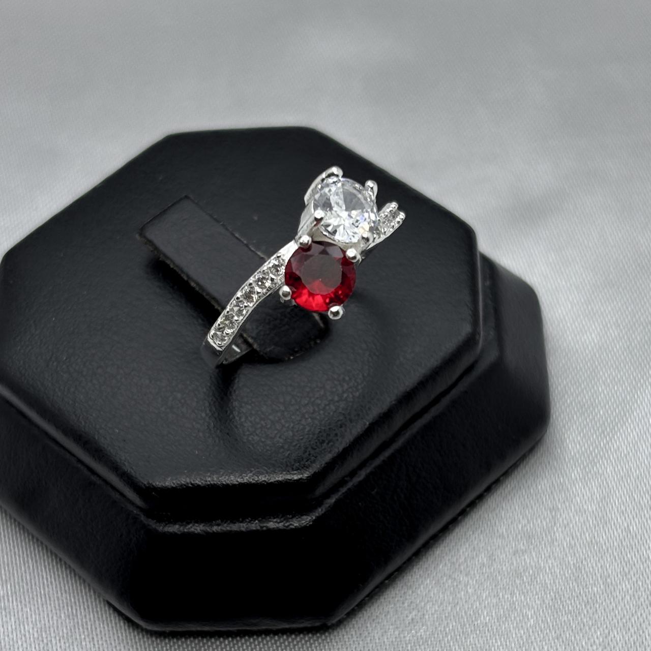 #AD270 - Anillo Zirconia Doble Plata - A09/2.8