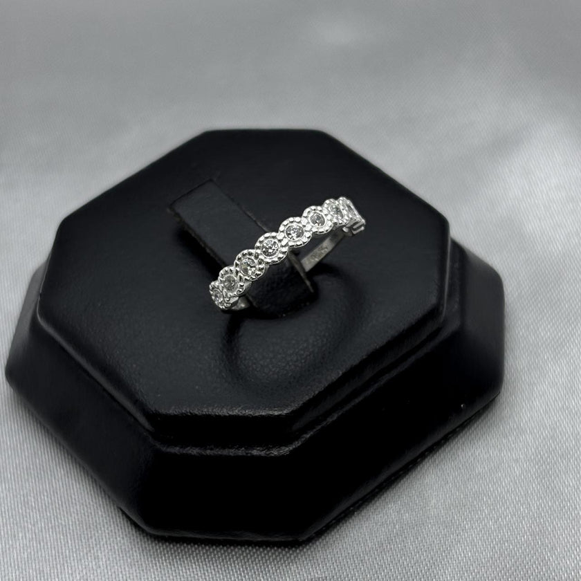 #AD199 - Anillo Flores Media Churumbela Con Zirconia Plata - B10/1.8