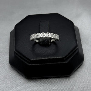 #AD199 - Anillo Flores Media Churumbela Con Zirconia Plata - B10/1.8