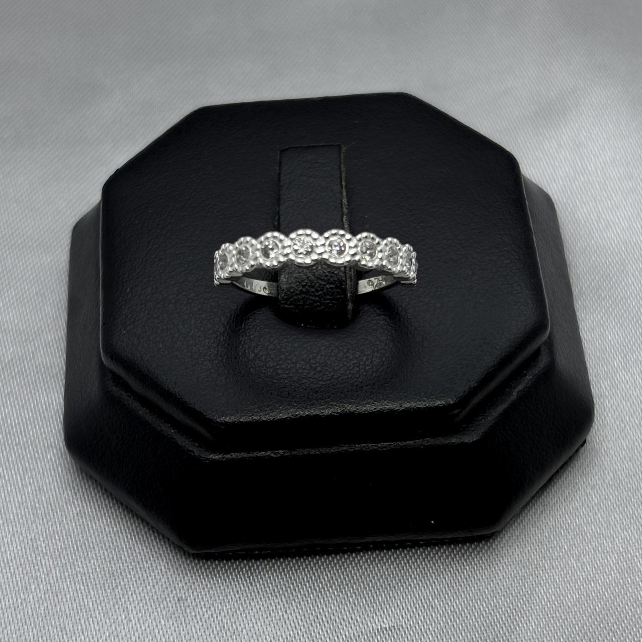 #AD199 - Anillo Flores Media Churumbela Con Zirconia Plata - B10/1.8