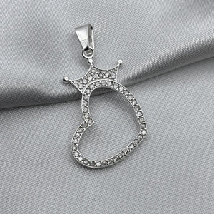 #D486 - Dije Corazón Corona Con Zirconia Plata - A09/2.6