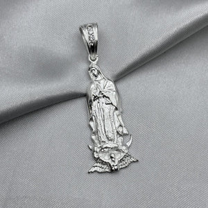 #D570 - Dije Virgen De Guadalupe Con Zirconia Plata - A08/8.8