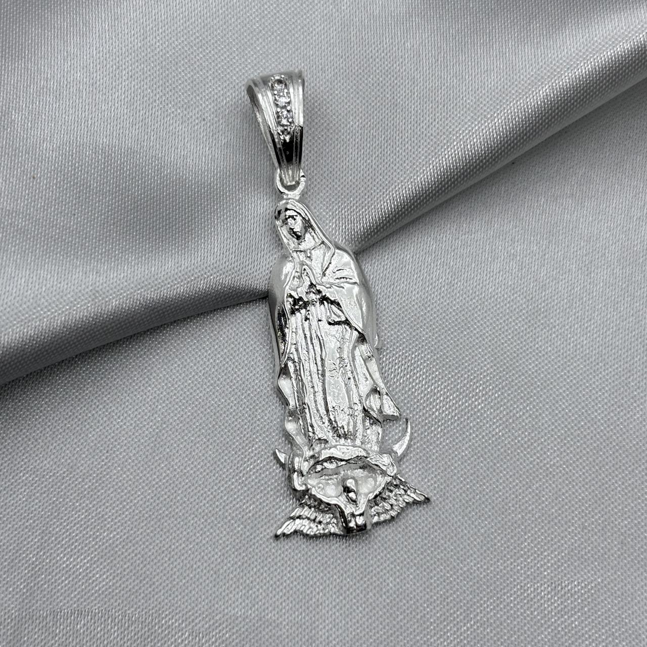 #D570 - Dije Virgen De Guadalupe Con Zirconia Plata - A08/8.8