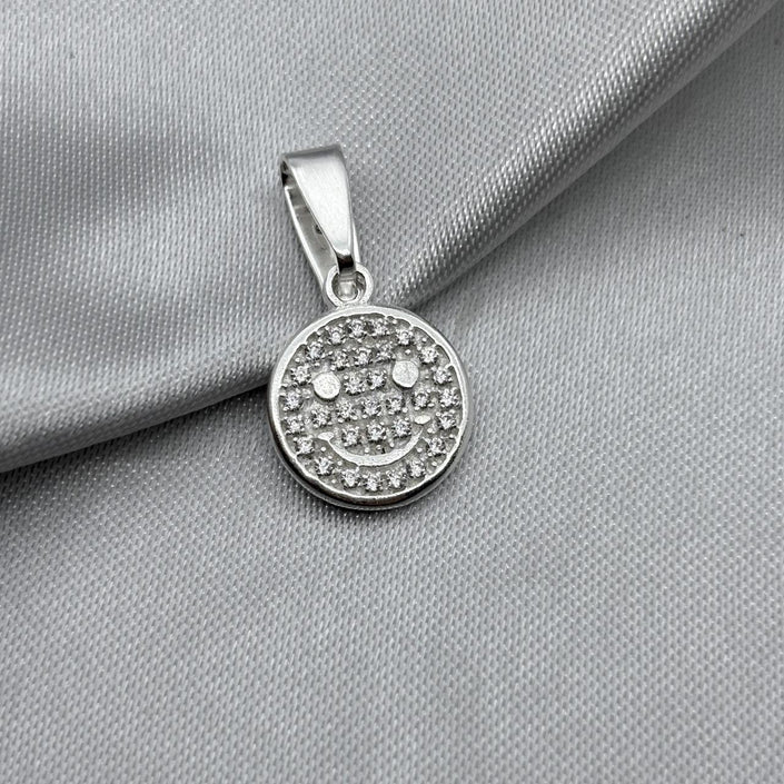 #D481 - Dije Carita Feliz Con Zirconia Plata - A10/1.8