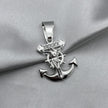 #D484 - Dije Cristo Y Ancla Con Zirconia Plata - A09/4.2