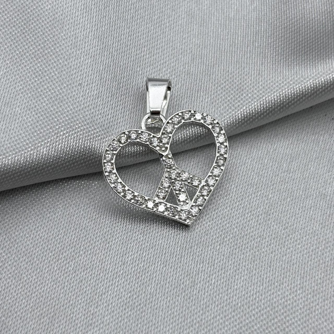 #D483 - Dije Corazón Hippie Con Zirconia Plata - A09/1.5