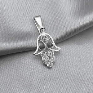 #D473- Dije Mano De Fátima Con Zirconia Plata - A10/1.5