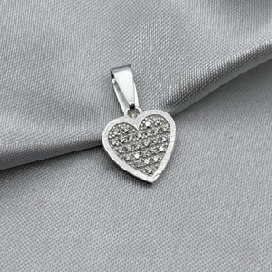 #D464 - Dije Corazón Con Zirconia Plata - A10/1.7