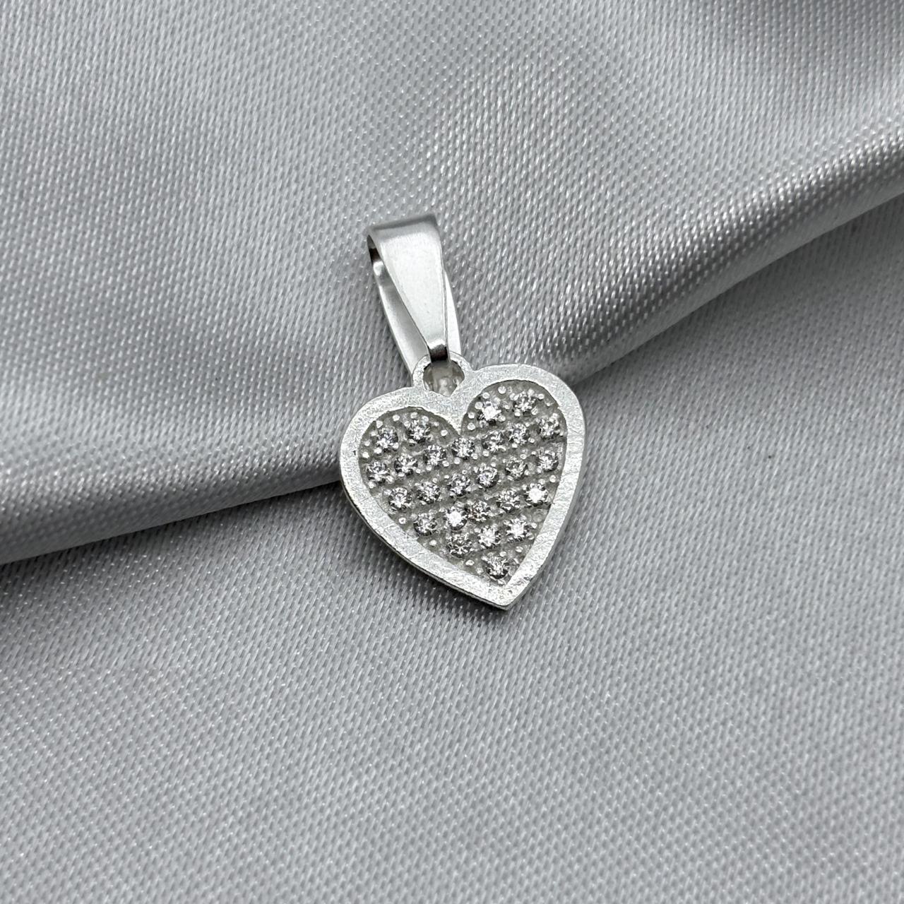 #D464 - Dije Corazón Con Zirconia Plata - A10/1.7