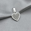 #D464 - Dije Corazón Con Zirconia Plata - A10/1.7