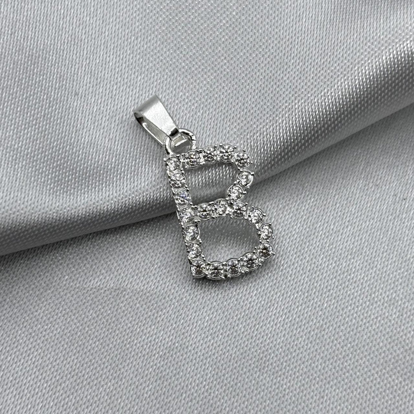 #D459 - Dije Letra Con Zirconia Plata - B09/1.3