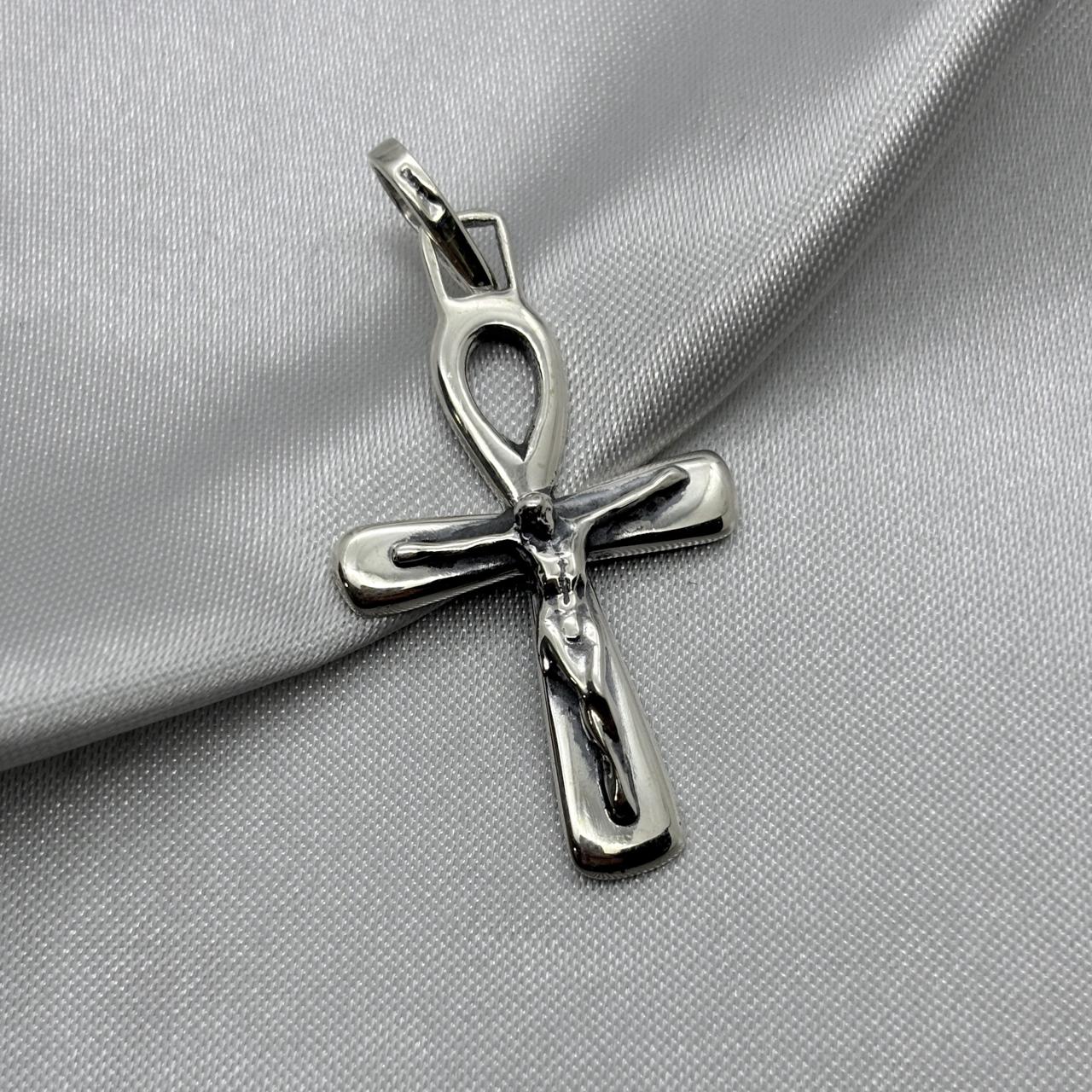 #D251 - Dije De Cruz Y Cristo Plata Pavonada - A13/4.5