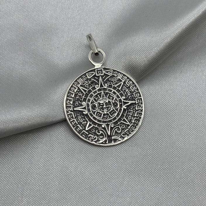 #D120 - Dije/Medalla Calendario Azteca Plata Pavonada - A13/4.8