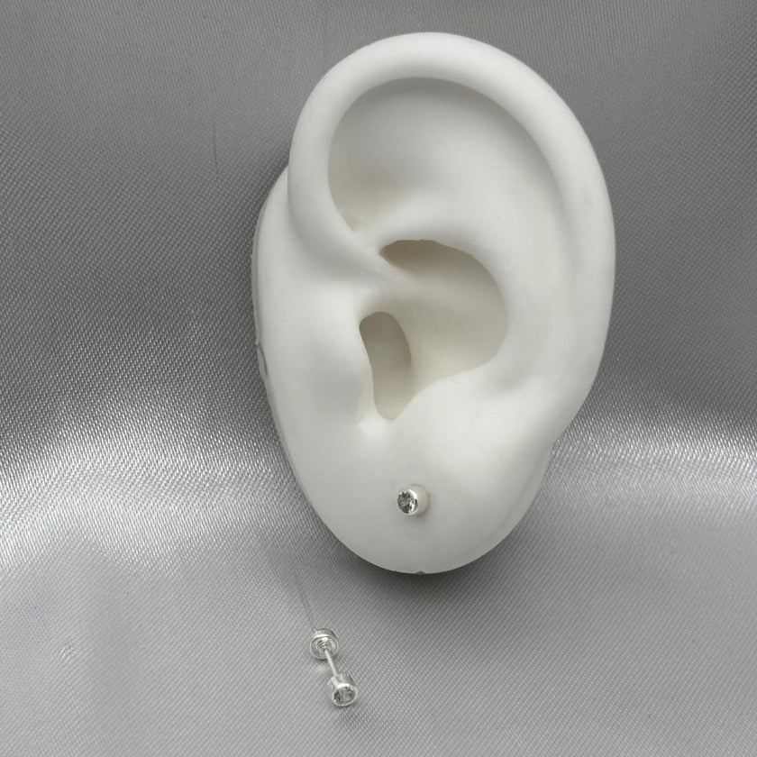 #BR287 - Broquel Tambor Con Piedra Zirconia Plata - E27/ - E41/