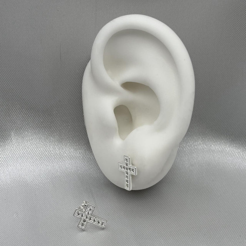 #BR278 - Broquel Cruz Con Zirconia Plata - B17/0.8