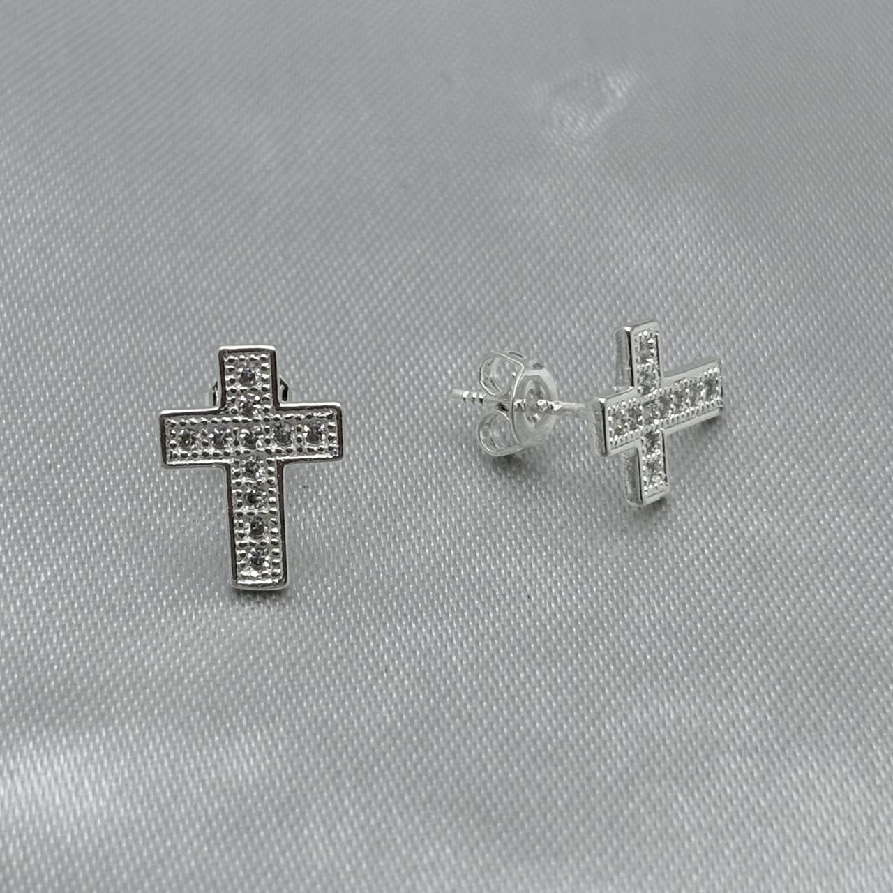 #BR278 - Broquel Cruz Con Zirconia Plata - B17/0.8