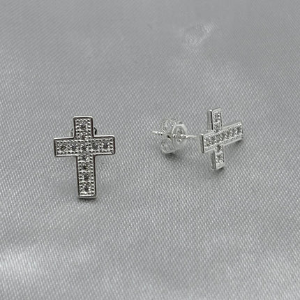 #BR278 - Broquel Cruz Con Zirconia Plata - B17/0.8