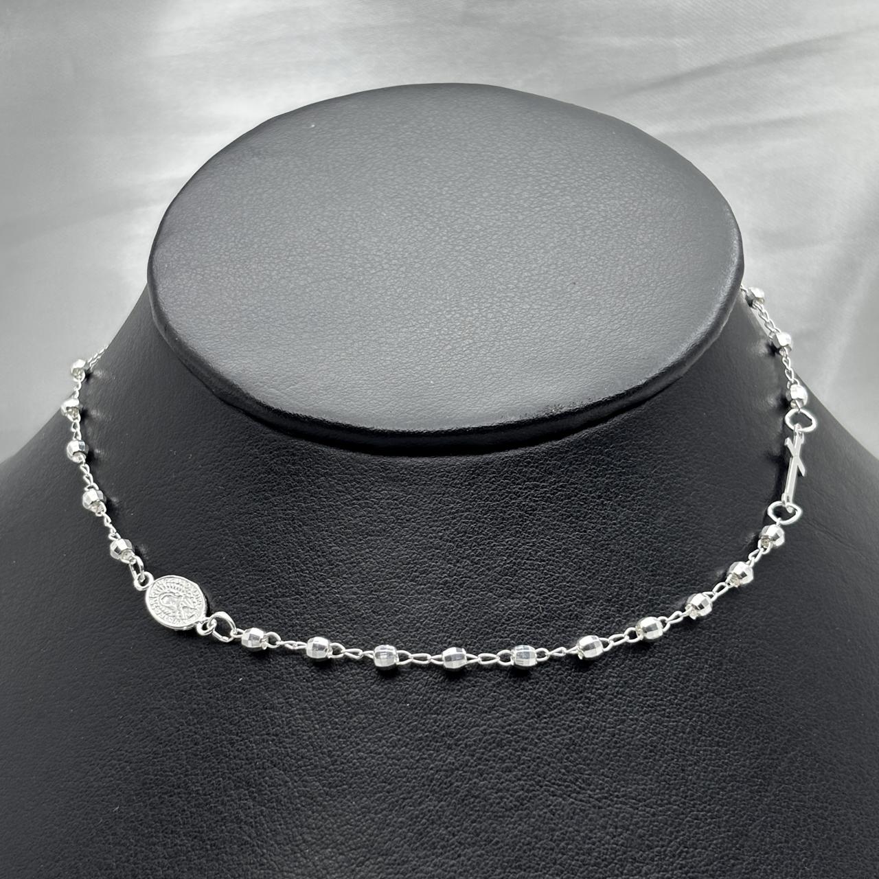 #G268 - Gargantilla De Virgen Con Cruz Plata - B13/2.7