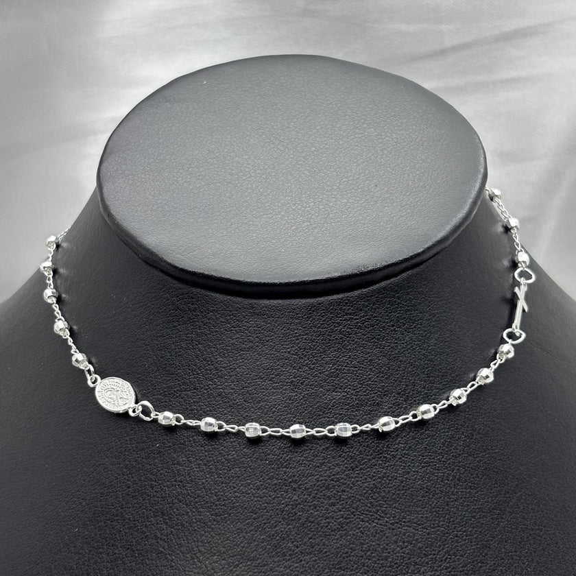 #G268 - Gargantilla De Virgen Con Cruz Plata - B13/2.7