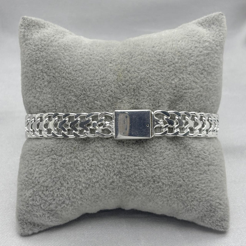 #ESC265 - Esclava Petatillo/Doble Cubana Diamantado Aleatorio Plata - 9mm - B10/28.4